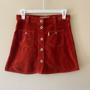 Replay Burnt Orange Button Down Skirt Velvet